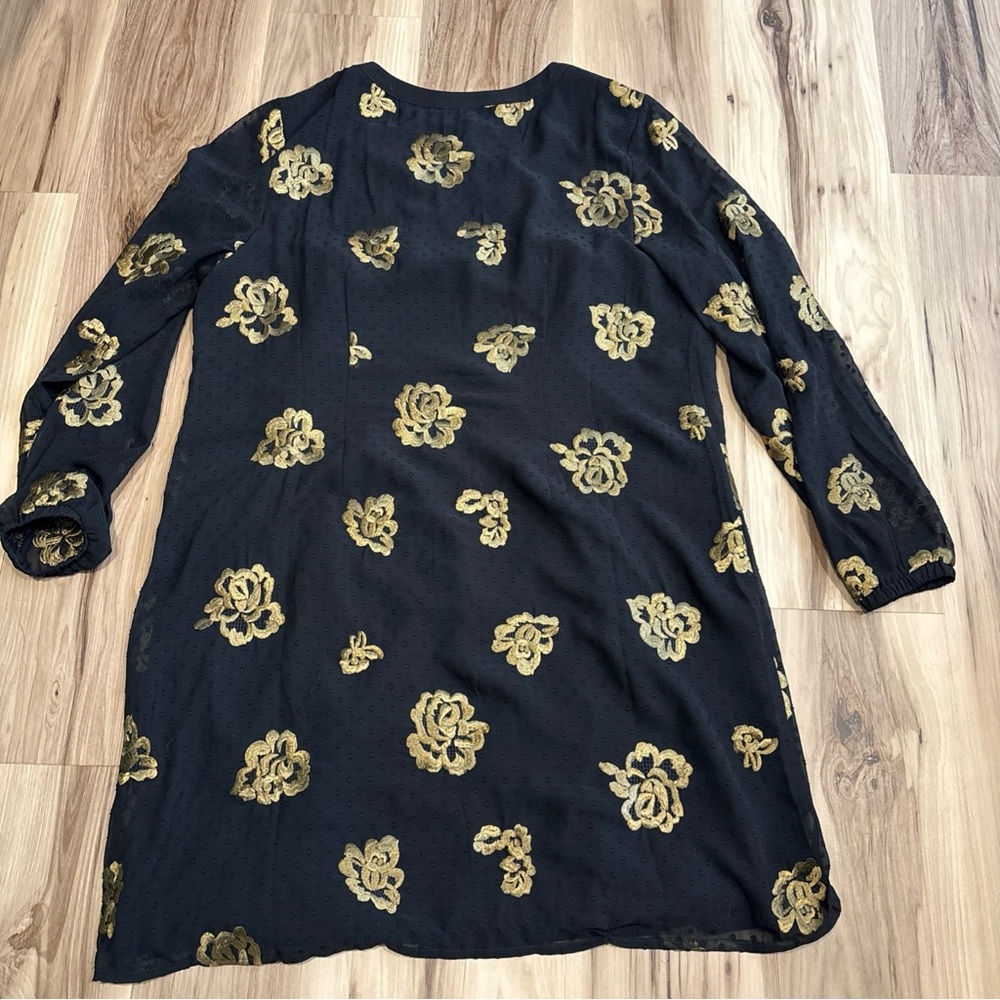 CAbi Floral Dress Large Embroidered Swiss Dot Special Occassion Black Gold - Picture 11 of 11